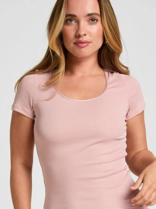 Zdjęcie produktu Hunkemöller Basicowy Top z Krótkim Rękawem Różowy