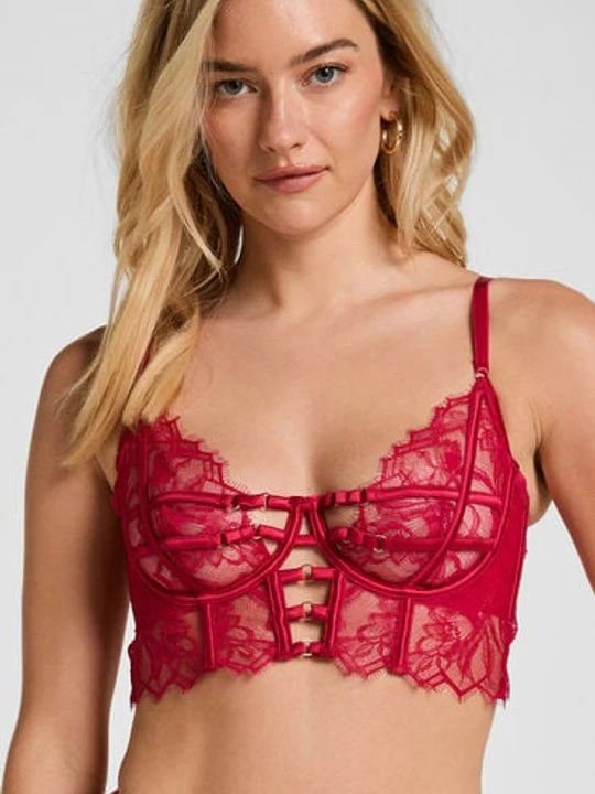 Zdjęcie produktu Hunkemöller Biustonosz Bez Wyściółki z Fiszbinami Longline Bea Różowy