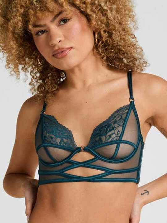Zdjęcie produktu Hunkemöller Biustonosz Longline Amel z Fiszbinami Bez Wkładek Niebieski