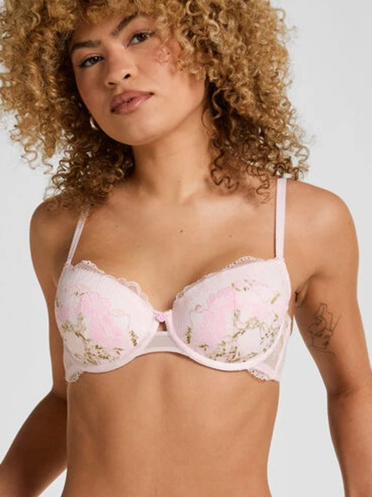 Zdjęcie produktu Hunkemöller Biustonosz Miri z Fiszbinami i Wyściółką – Romantyczna Koronka Różowy