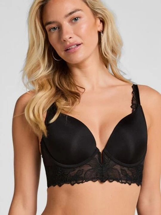 Zdjęcie produktu Hunkemöller Biustonosz push-up marki Jemima z usztywnianymi fiszbinami i długim rękawem Czarny