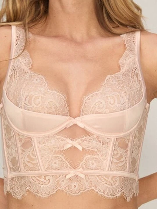 Zdjęcie produktu Hunkemöller Biustonosz typu longline z fiszbinami bez wyściółki Sylvia Beżowy