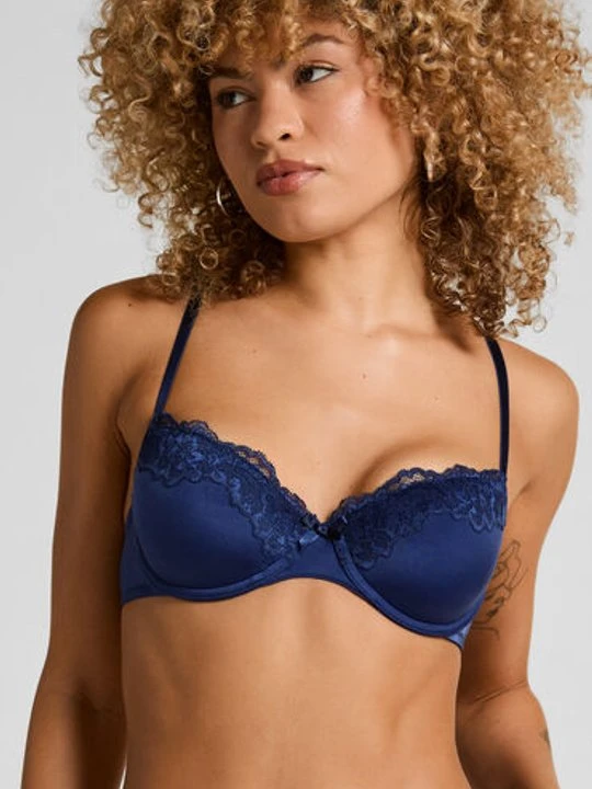 Zdjęcie produktu Hunkemöller Biustonosz usztywniany z fiszbinami Lace & Shine Niebieski