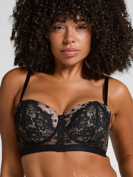 Zdjęcie produktu Hunkemöller Biustonosz usztywniany z fiszbinami Longline Lou Czarny