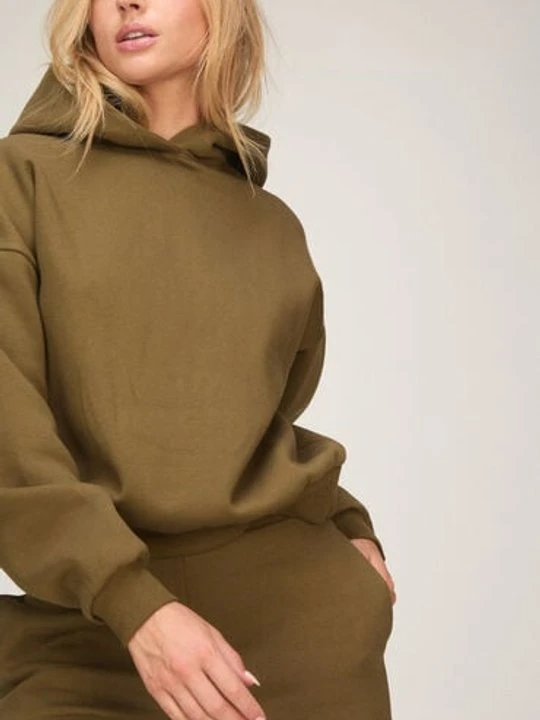 Zdjęcie produktu Hunkemöller Bluza z Kapturem z Czesanej Dzianiny Dresowej Zielony