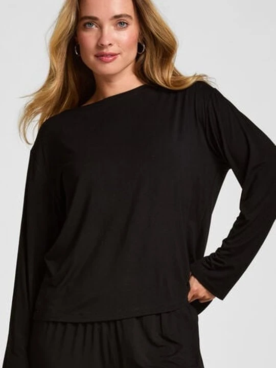 Zdjęcie produktu Hunkemöller Bluzka Piżamowa Długi Rękaw Jersey Czarny