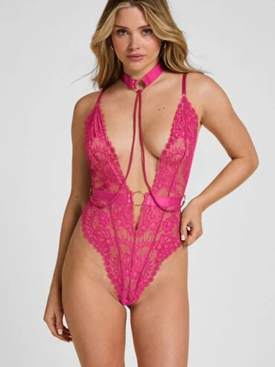 Zdjęcie produktu Hunkemöller Body z otwartym krokiem Brandy Private Różowy