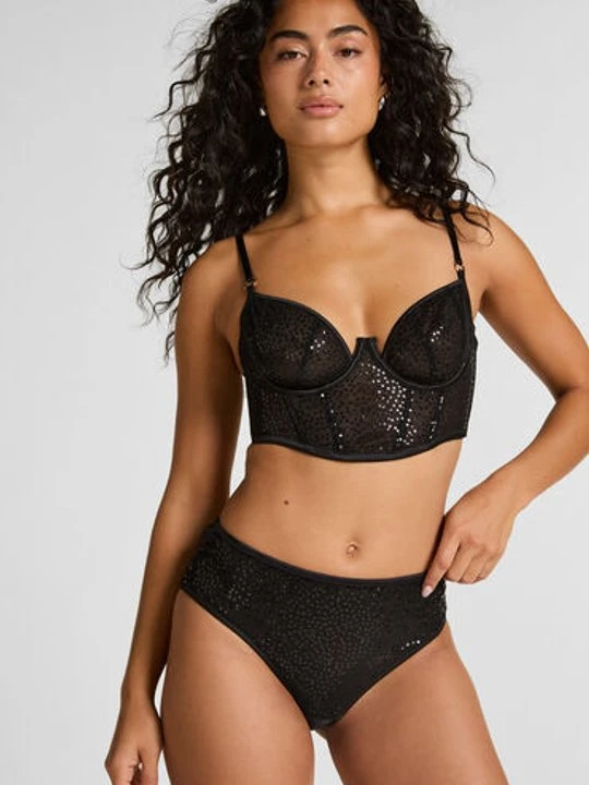 Zdjęcie produktu Hunkemöller Brazylijskie majtki z wysokim stanem i wycięciem Elle Czarny