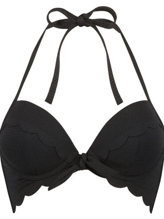 Zdjęcie produktu Hunkemöller Góra od bikini push-up z fiszbinami, z falowanym brzegiem, miseczki A – E Czarny