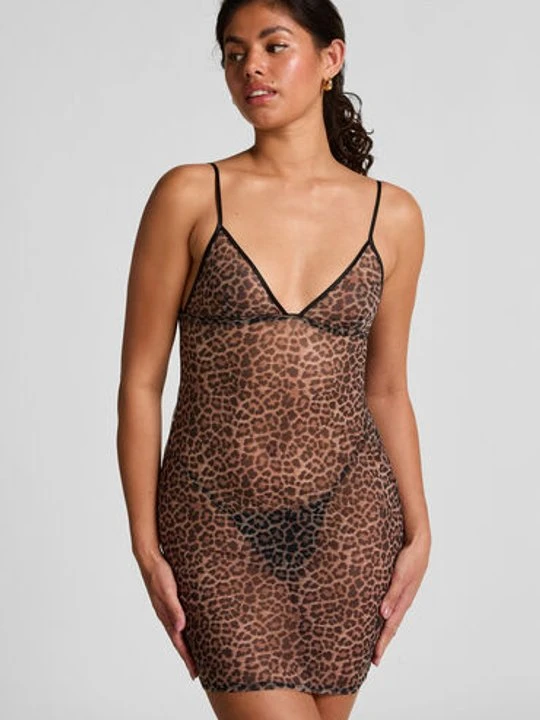 Zdjęcie produktu Hunkemöller Halka z siateczki w panterkę Czarny