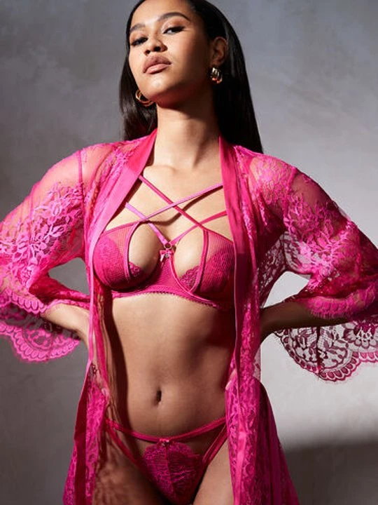 Zdjęcie produktu Hunkemöller Kimono z koronką Isabelle Różowy