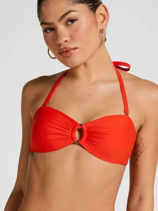Zdjęcie produktu Hunkemöller Luksusowy Top Bikini Bandeau z Kółkiem Czerwony