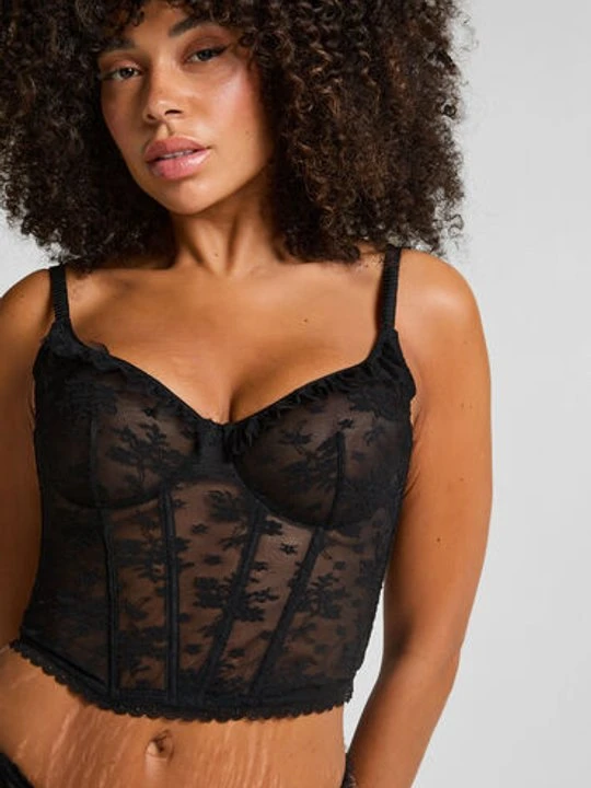 Zdjęcie produktu Hunkemöller Nieusztywniany długi biustonosz z fiszbinami Darcy Czarny