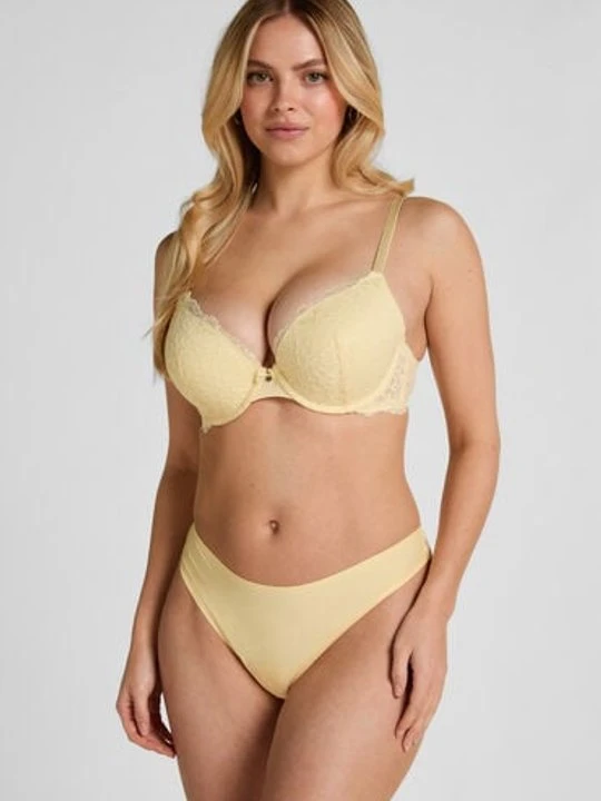 Zdjęcie produktu Hunkemöller Niewidoczne pod ubraniem stringi z koronkowym tyłem Żółty