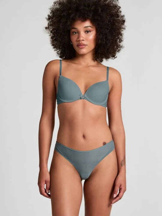 Zdjęcie produktu Hunkemöller Niewidoczne pod ubraniem stringi z paseczkami i siateczką Szary