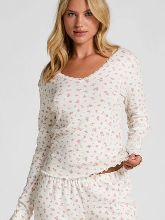 Zdjęcie produktu Hunkemöller Prążkowany top od piżamy Biały