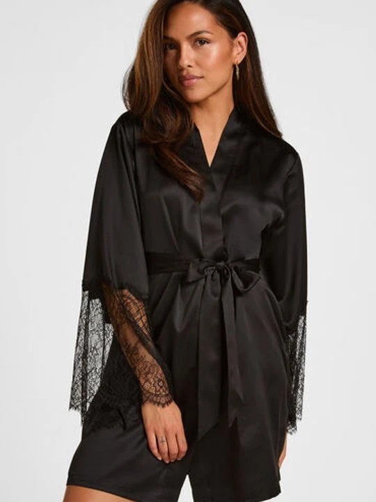 Zdjęcie produktu Hunkemöller Satynowe kimono Czarny
