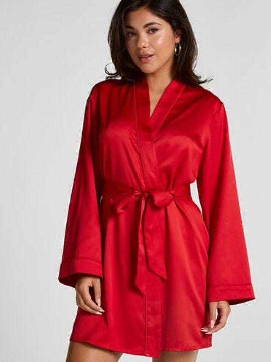 Zdjęcie produktu Hunkemöller Satynowe kimono Czerwony