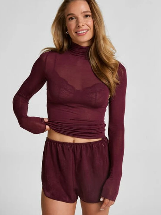 Zdjęcie produktu Hunkemöller Satynowe szorty Minimal Fioletowy
