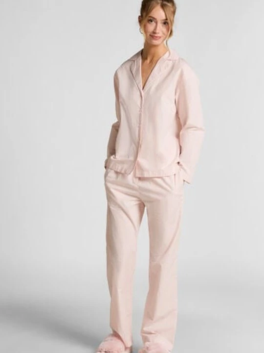 Zdjęcie produktu Hunkemöller Spodnie piżamowe bawełniane Poplin Różowy