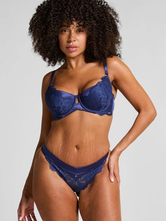Zdjęcie produktu Hunkemöller Stringi Grace z wysokim wycięciem Niebieski