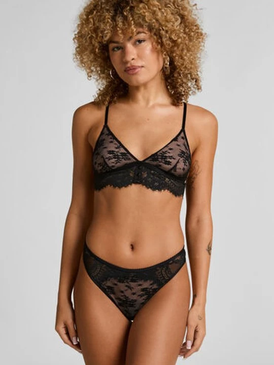 Zdjęcie produktu Hunkemöller Stringi Lou z wysokim wycięciem Czarny