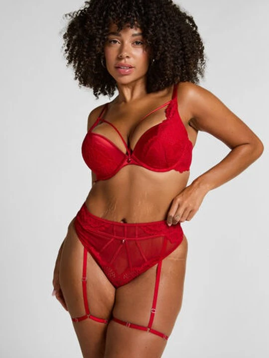 Zdjęcie produktu Hunkemöller Stringi z podwiązkami Withney Czerwony