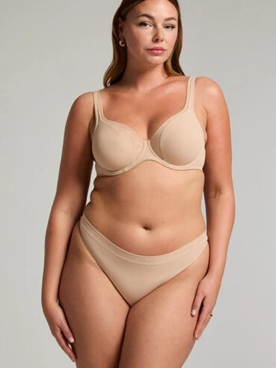 Zdjęcie produktu Hunkemöller Stringi z siateczki Beżowy