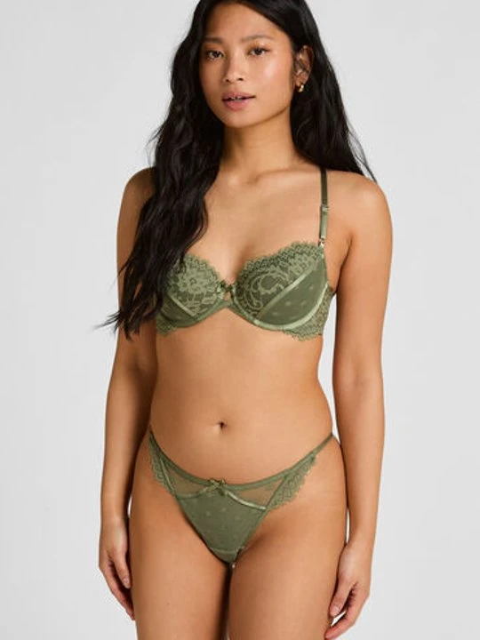 Zdjęcie produktu Hunkemöller Stringi z wysokim wycięciem Valora Zielony