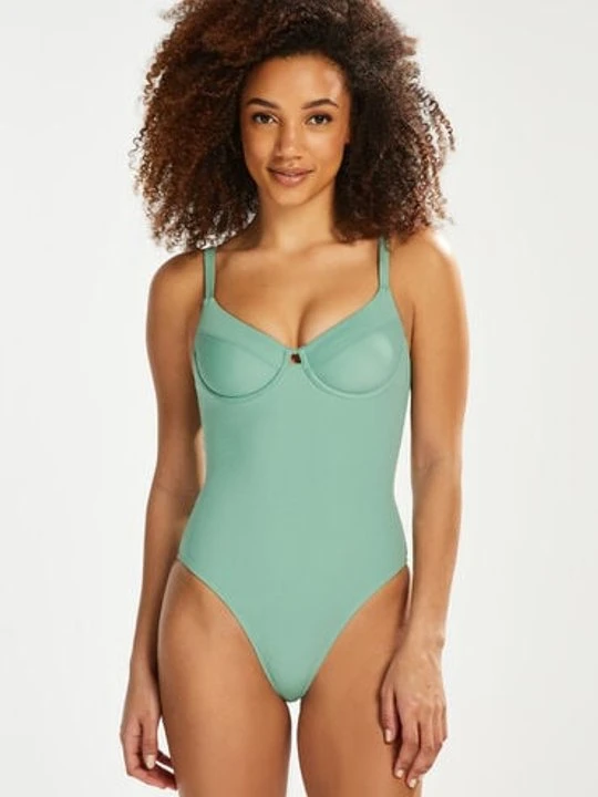 Zdjęcie produktu Hunkemöller Strój kąpielowy z wysokim wycięciem Sienna Zielony