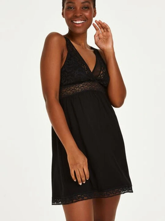 Zdjęcie produktu Hunkemöller Sukienka dżersejowa z koronką Grafic Czarny