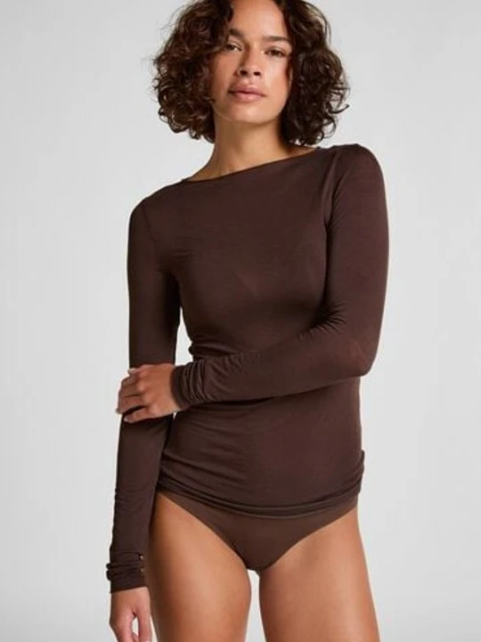 Zdjęcie produktu Hunkemöller super miękka top z kaszmirem z dekoltem w łódkę Brązowy