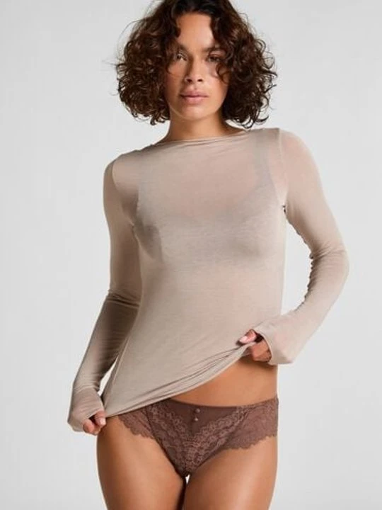 Zdjęcie produktu Hunkemöller super miękka top z kaszmirem z dekoltem w łódkę Szary