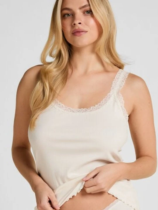 Zdjęcie produktu Hunkemöller Top z Prążkowanej Dzianiny z Koronką Biały