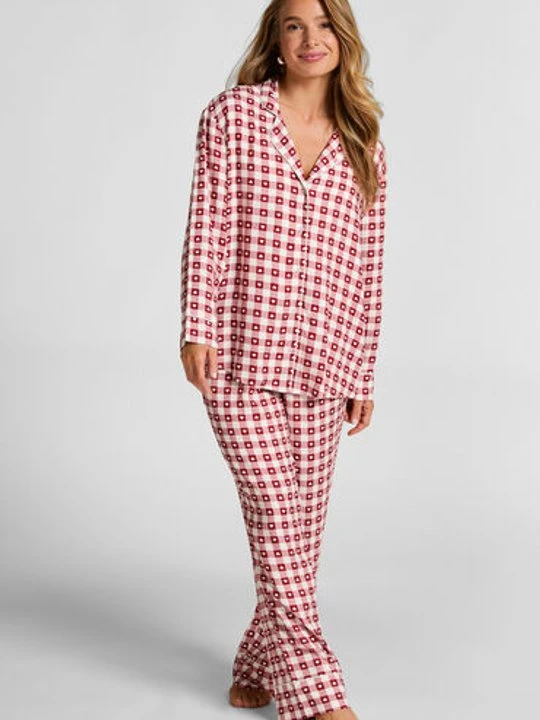 Zdjęcie produktu Hunkemöller Twillowy zestaw piżamowy Czerwony