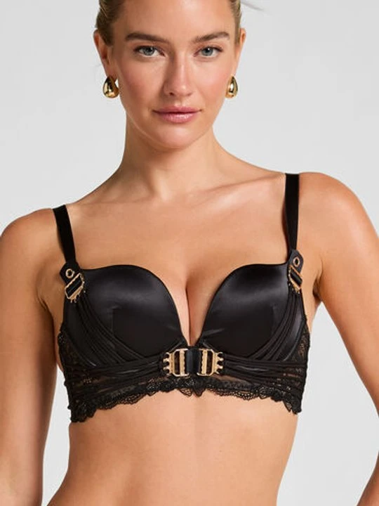 Zdjęcie produktu Hunkemöller Usztywniany długoszczelny biustonosz push-up z fiszbinami Avela Czarny