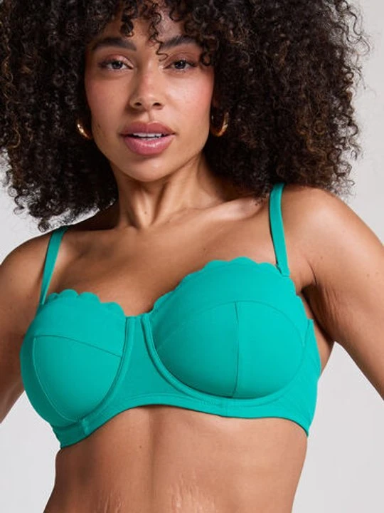 Zdjęcie produktu Hunkemöller Usztywniona góra od bikini z fiszbinami i bez ramiączek Scallop miseczki E + Zielony