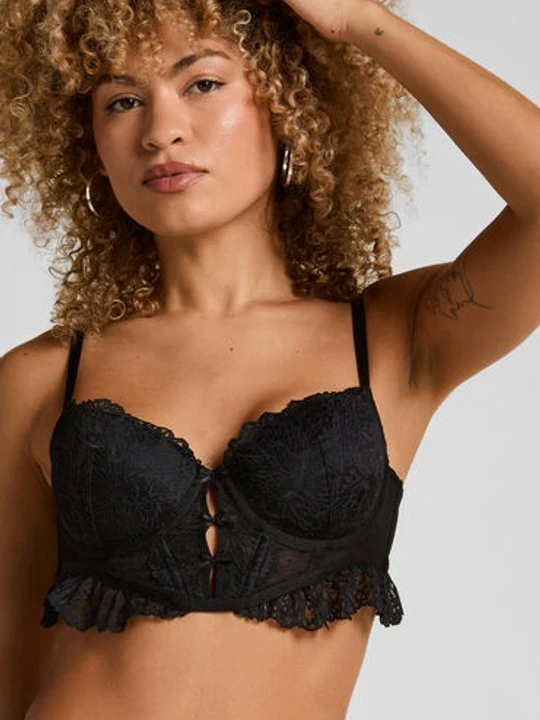 Zdjęcie produktu Hunkemöller Usztywniony długi biustonosz Posie z fiszbinami Czarny