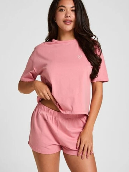 Zdjęcie produktu Hunkemöller Zestaw piżamowy z bawełny Różowy