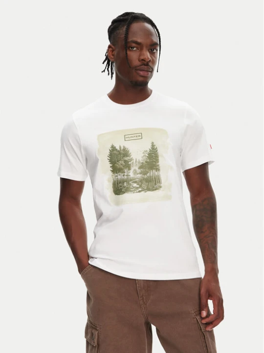 Zdjęcie produktu Hunter T-Shirt Duart Graphic HARM0033251 Biały Regular Fit