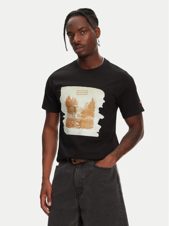 Zdjęcie produktu Hunter T-Shirt Duart Graphic HARM0033251 Czarny Regular Fit