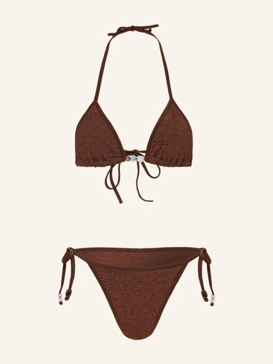 Zdjęcie produktu Hunza G Trójkątne Bikini Gina Z Ozdobnymi Perełkami braun brązowy
