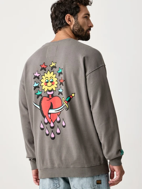 Zdjęcie produktu Hurley bluza oversize męska bawełniana Etam Sun szary