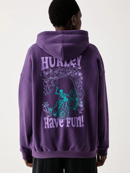Zdjęcie produktu Hurley bluza z kapturem damska z bawełną fioletowy