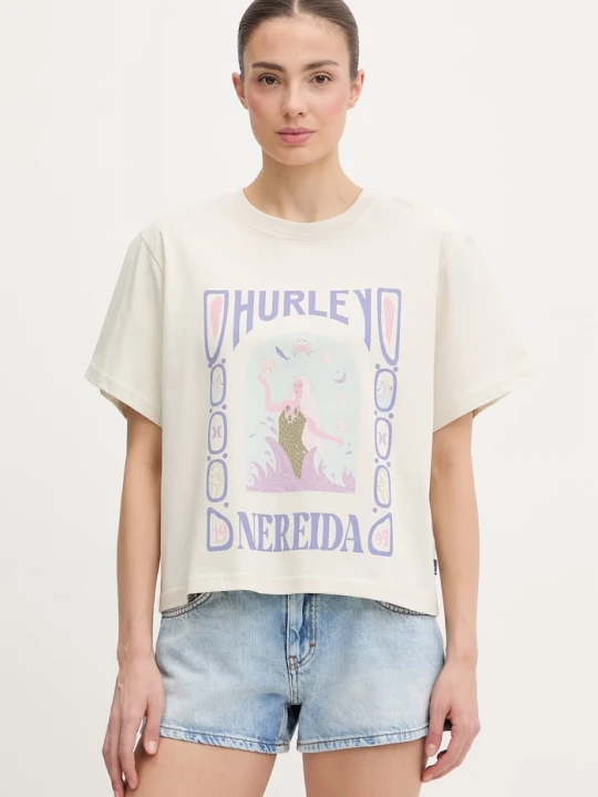 Zdjęcie produktu Hurley t-shirt damski bawełniany beżowy