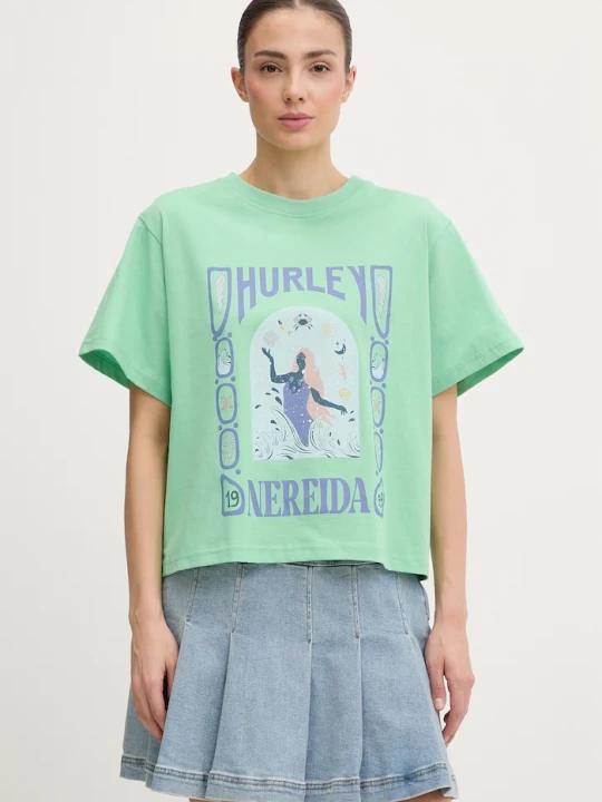 Zdjęcie produktu Hurley t-shirt damski bawełniany zielony
