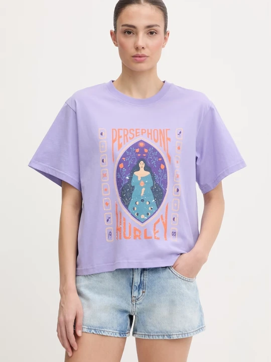 Zdjęcie produktu Hurley T-shirt damski bawełniany fioletowy