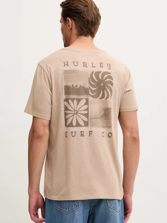 Zdjęcie produktu Hurley t-shirt męski bawełniany beżowy