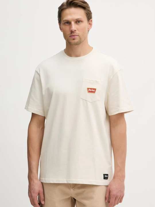 Zdjęcie produktu Hurley T-shirt męski z bawełną beżowy