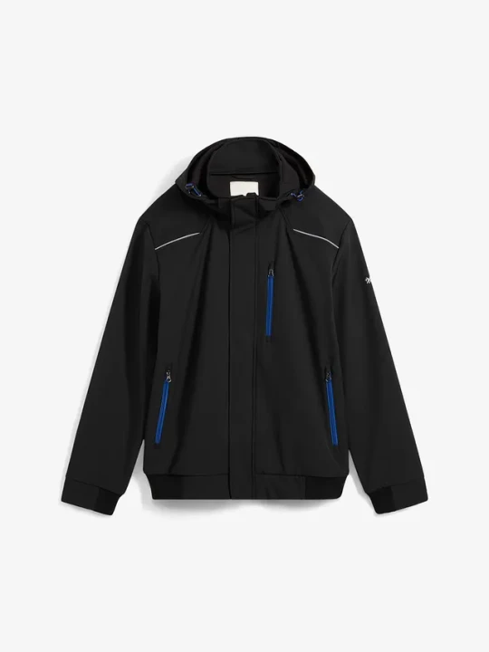 Zdjęcie produktu Hydrofobowa kurtka typu softshell o kroju bomberki, z kapturem BonPrix czarny